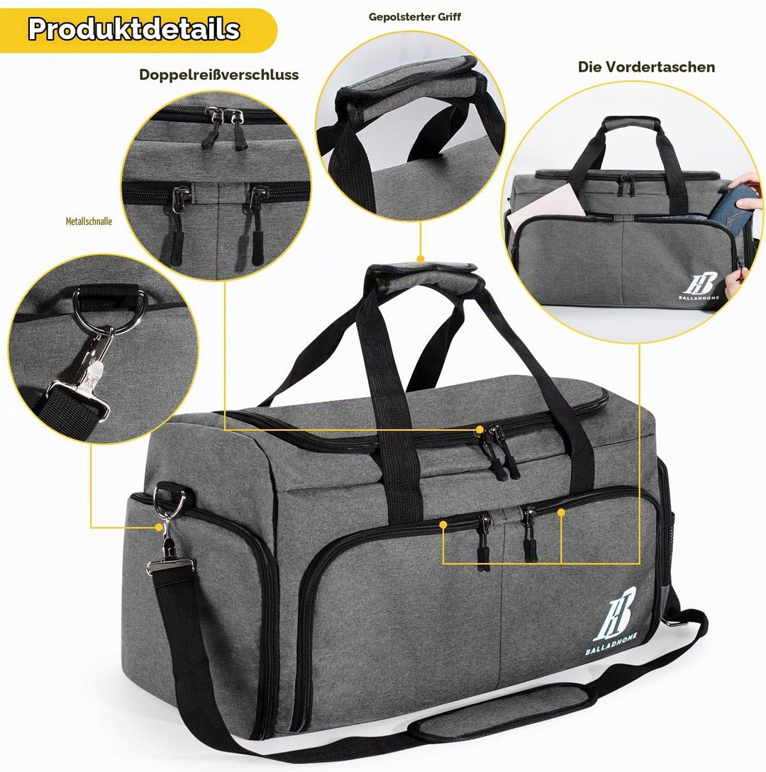 Sporttasche Reisetasche für Damen und Herren Trainingstasche Gym Bag mit Schuhfach und Nassfach Duff