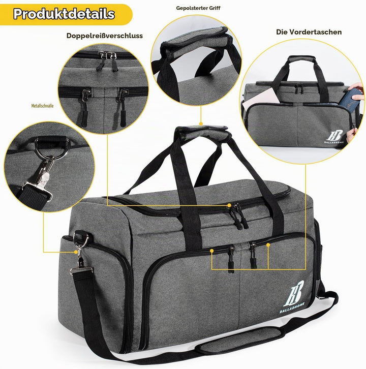Sporttasche Reisetasche für Damen und Herren Trainingstasche Gym Bag mit Schuhfach und Nassfach Duff