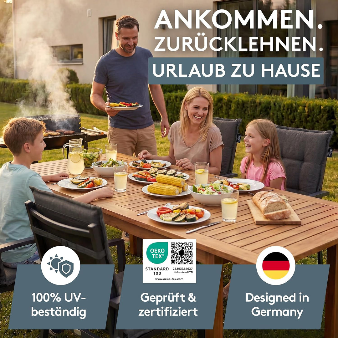 LILENO HOME Gartenstuhl Auflagen als [1er Set - Niedriglehner] in Anthrazit Y - Bequeme Liegen als S
