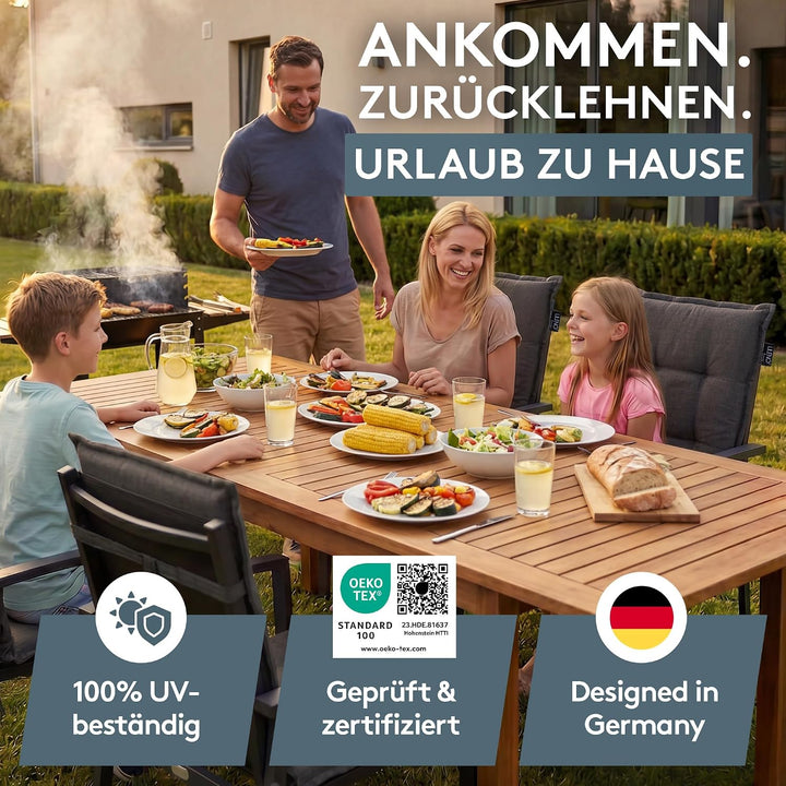 LILENO HOME Gartenstuhl Auflagen als [1er Set - Niedriglehner] in Anthrazit Y - Bequeme Liegen als S