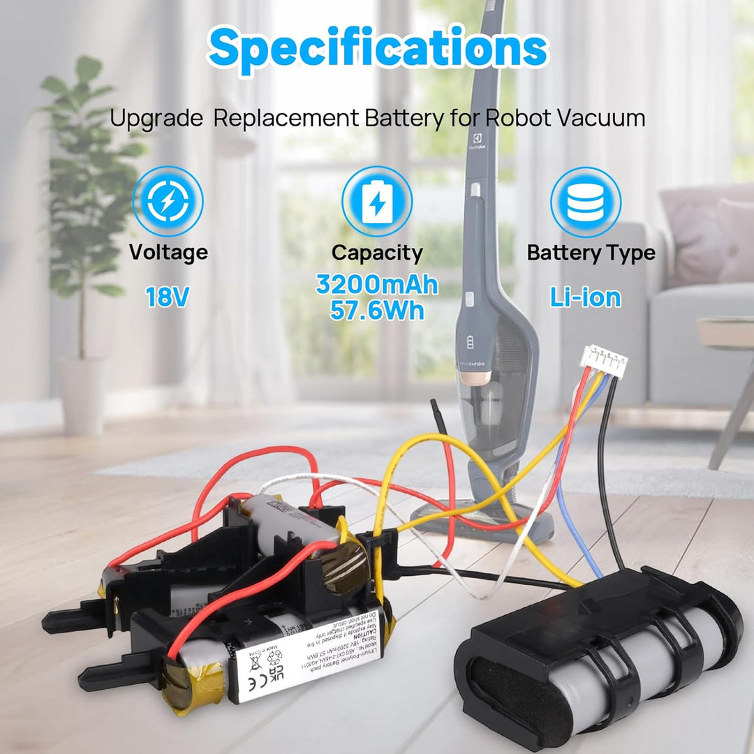 18V 3200mAh Akku Kompatibel mit Electrolux AEG CX7, AEG CX7-2-45AN CX7-2-35RM CX7-35WR CX7-35WRK AG1