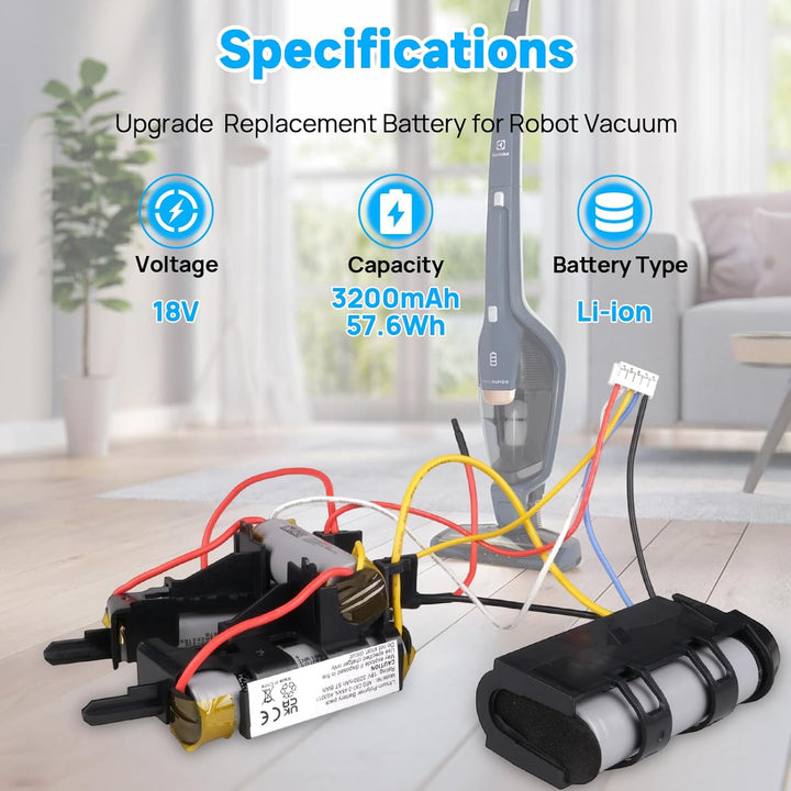 18V 3200mAh Akku Kompatibel mit Electrolux AEG CX7, AEG CX7-2-45AN CX7-2-35RM CX7-35WR CX7-35WRK AG1