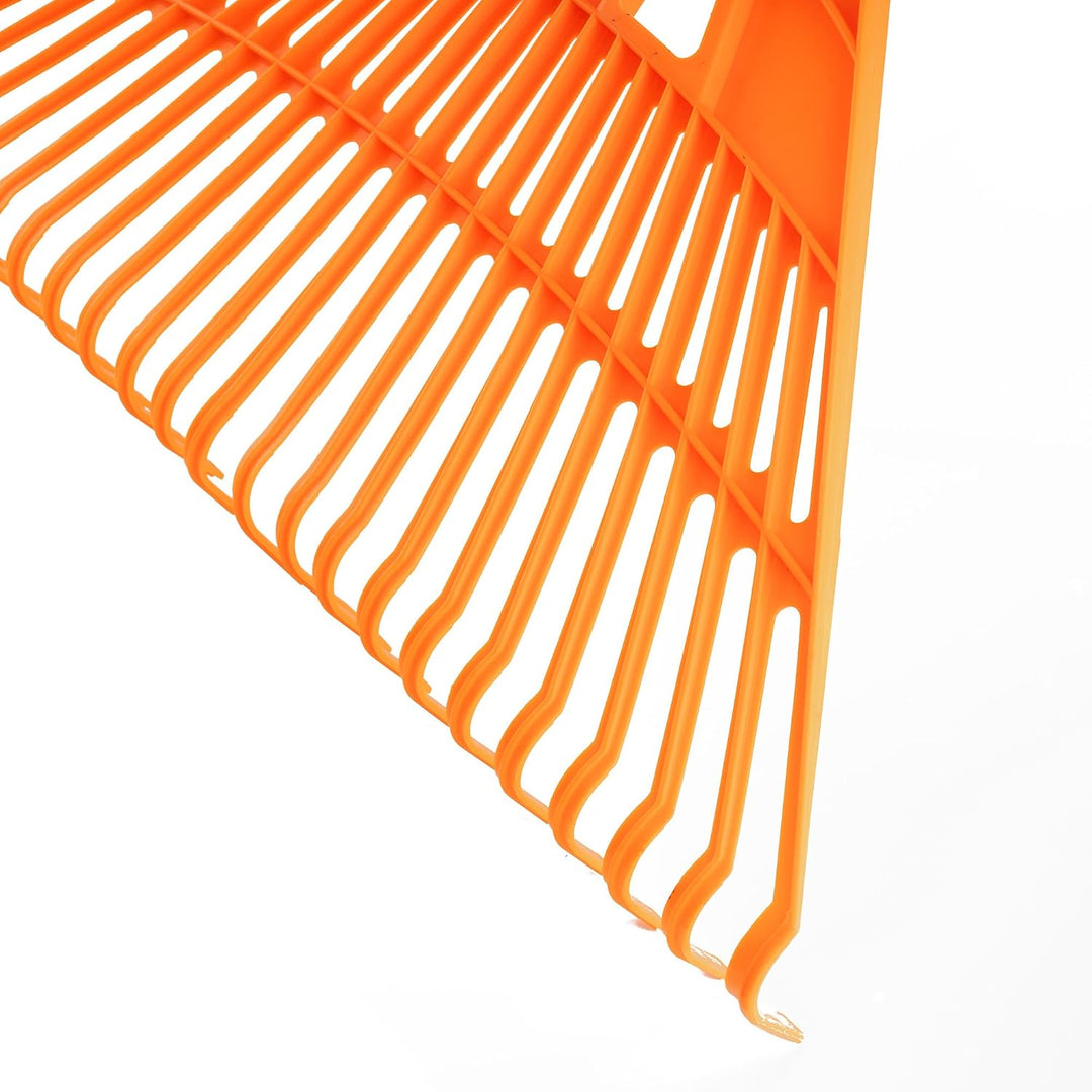 Gartenbesen für Grasblätter mit Stick 24 Zähne Leichte und Ergonomische Reche Kunststoff 61x41,5 cm