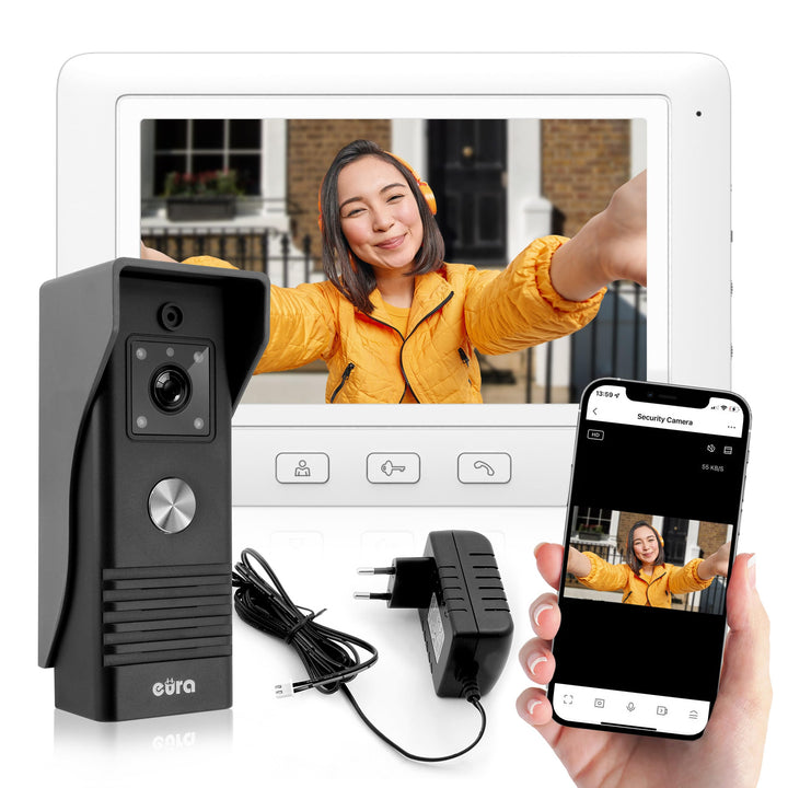 Eura VDP-45A3-TY Alpha+ TUYA Video-Türsprechanlage Gegensprechanlage WiFi, 4 Draht, 7-Zoll-Farbmonit