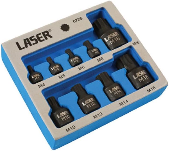 Laser 6725 Low Profile Spline Sockel Bit Set – Silber