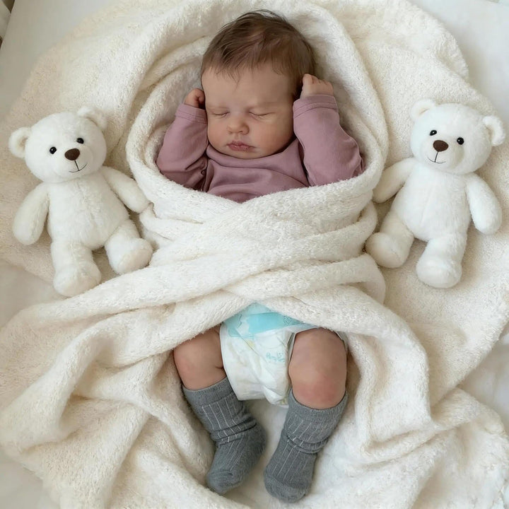 Zero pam Reborn Baby Vollsilikon Lebensecht Jungen, 50CM Reborn Baby Junge Silikon Puppe Mit Haaren,