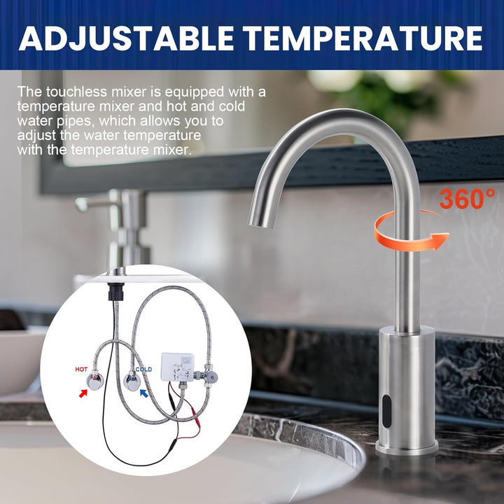 iVIGA Wasserhahn Sensor, Badarmatur Infrarot Sensor für Badezimmer Wasserhahn Bad Automatisch mit St