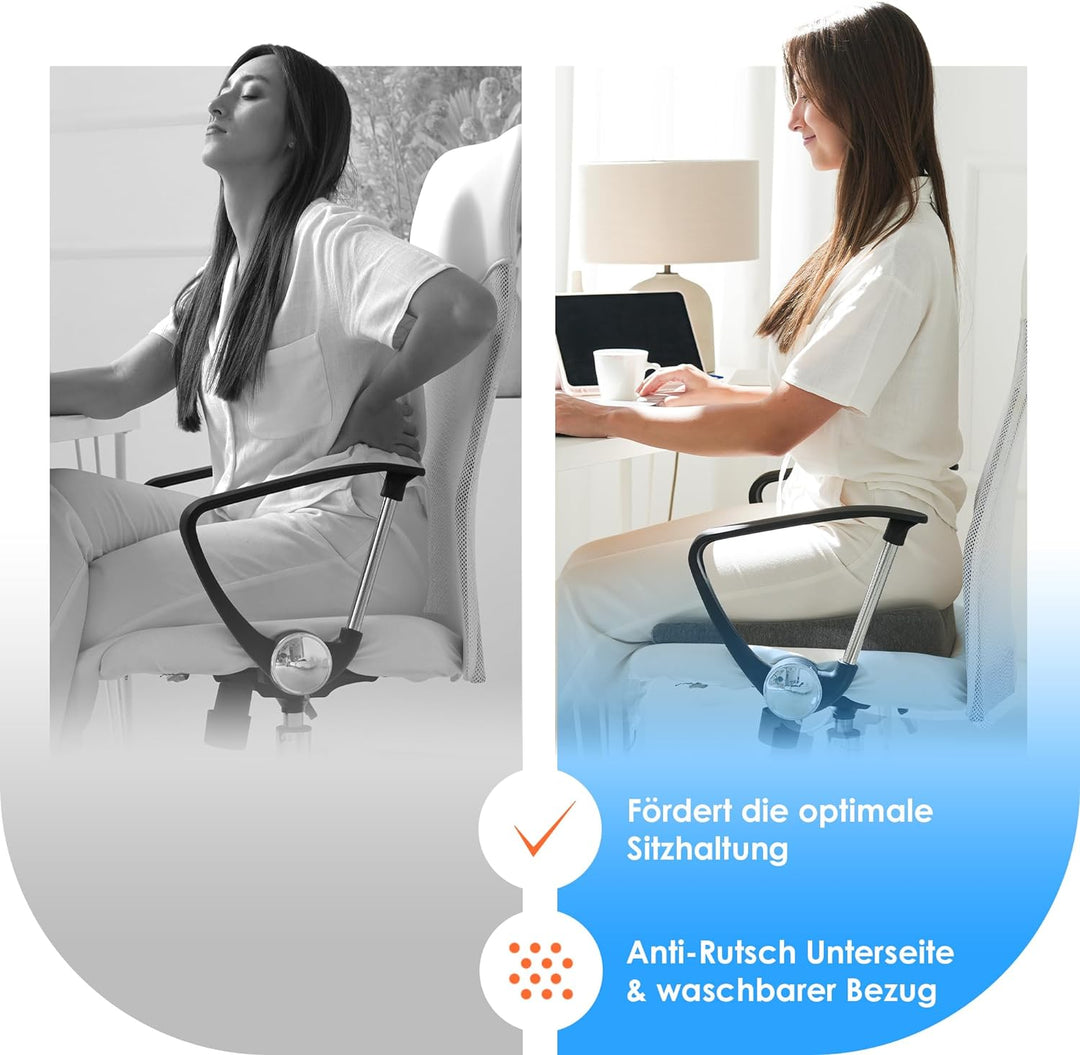 Bequemes Keilkissen - Modernes Ergonomisches Sitzkissen Stuhl, Bürostuhl, Auto - Optimal Harte Füllu