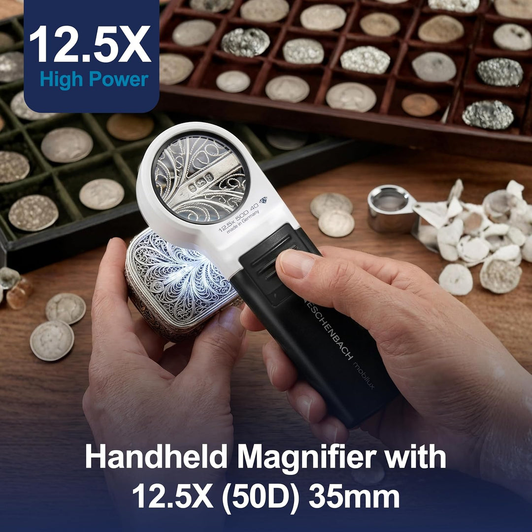 Eschenbach Optik Handlupe mobiluxLED mit LED-Beleuchtung und 12,5X-Vergrösserung Linsengrösse: (Ø) 3