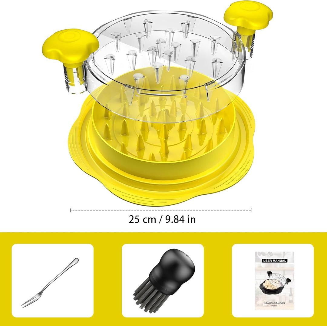 Hähnchen Zerkleinerer 25.5cm Grosser Sichtbar Hühnerbrust Schredder Werkzeug Twist mit Bürste und Ga