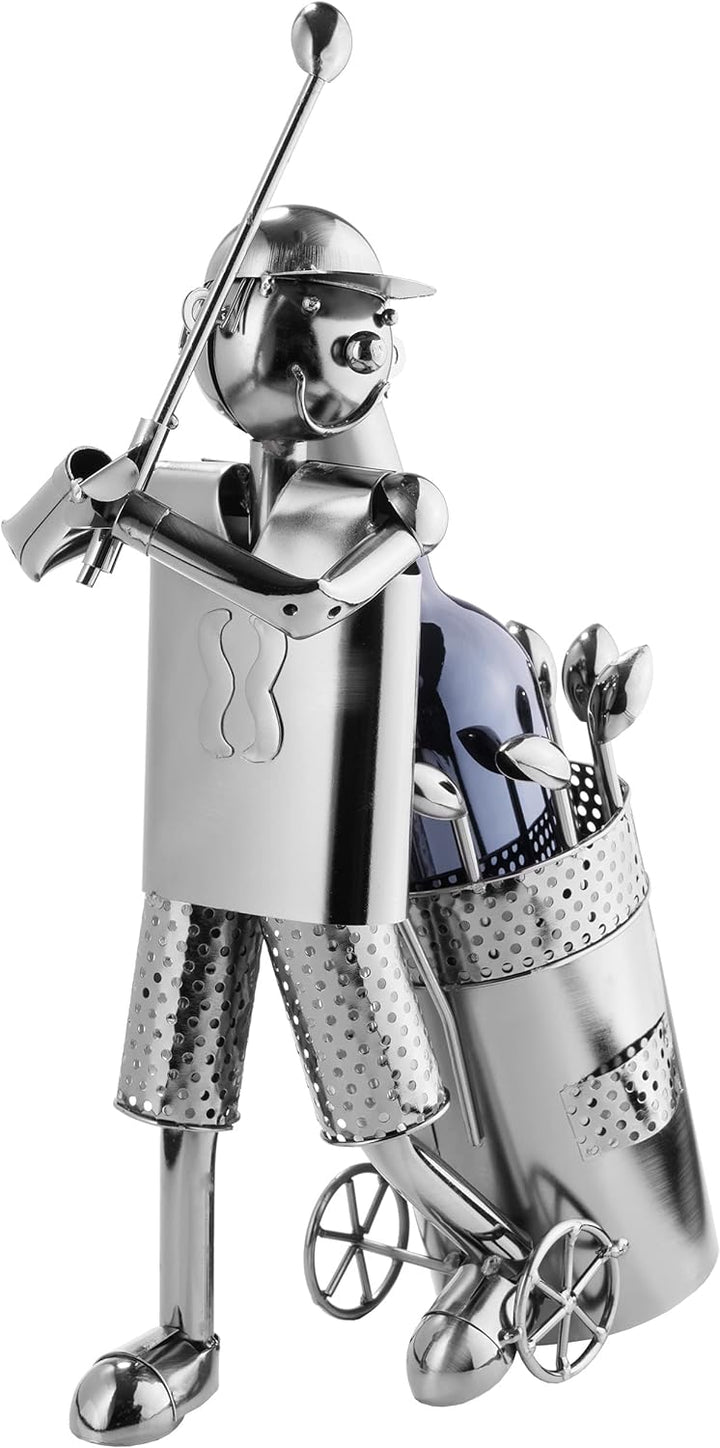 BRUBAKER Flaschenhalter Golfspieler beim Abschlag Metall Skulptur Geschenk mit