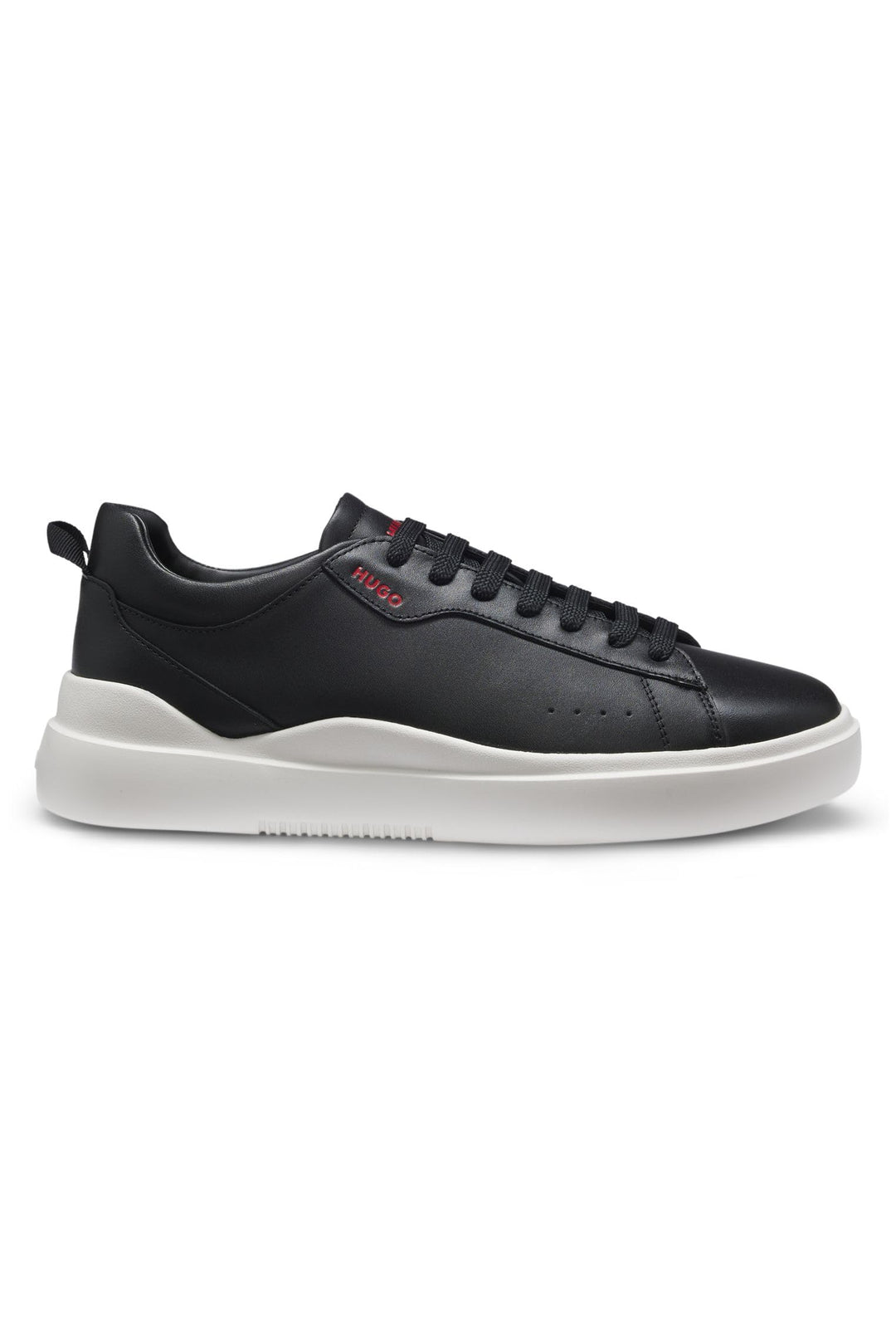 HUGO Herren Blake Tenn Sneakers aus Glattleder mit kontrastfarbenem Branding Grösse 40 EU Schwarz, 4