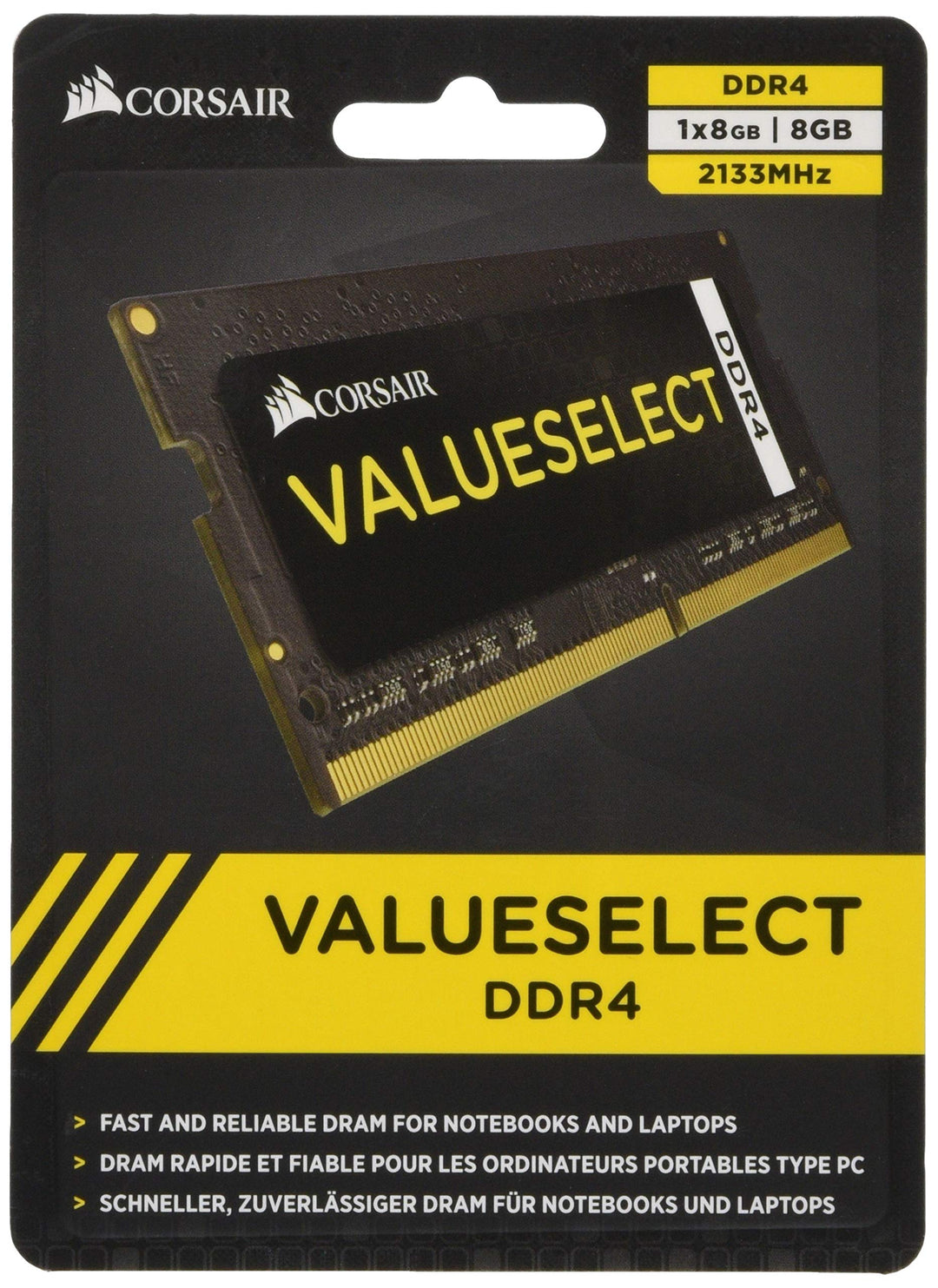 Corsair Value Select SODIMM 8GB (1x8GB) DDR4 2133MHz C15 Speicher für Laptop/Notebooks - Schwarz 213