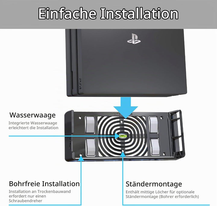 TotalMount 2524 Wandhalterung für Sony PlayStation 4 Pro Konsole mit Hitze Management und Sicherheit