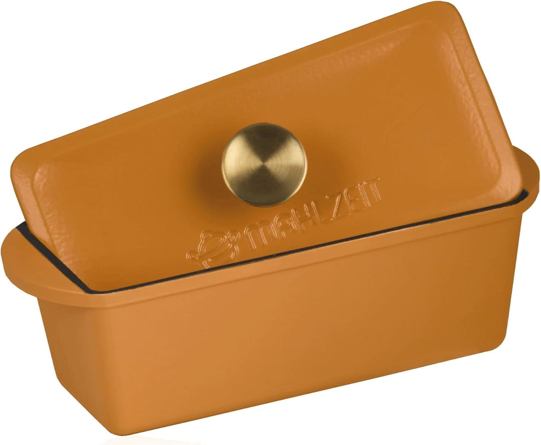 Mahlzeit Gusseisen Bräter mit Deckel emailliert | 3 Liter | Sunny Orange | Backofengeeignet, Indukti