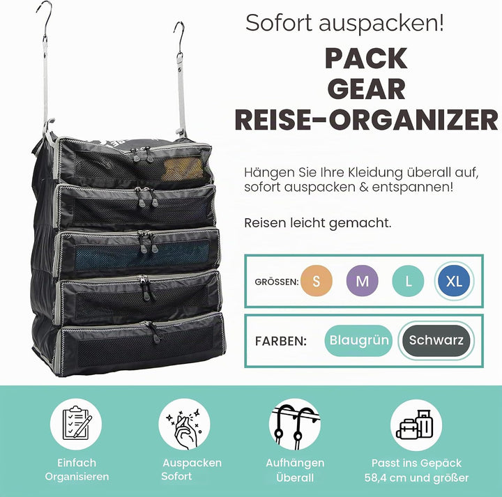 Pack Gear Koffer-Organizer | Packen Sie mehr in Ihr grosses oder Handgepäck | sofort auspacken mit d