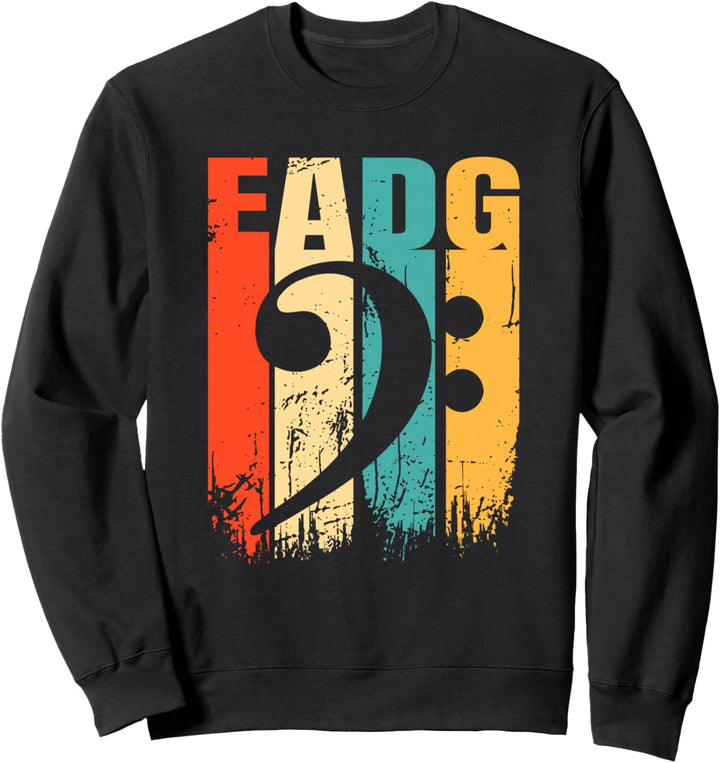 Retro Bass EADG Bassschlüssel Bassist Sweatshirt