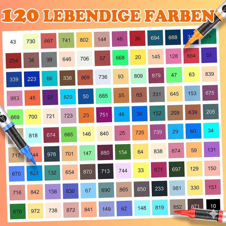 Vozuna 120 Acrylstifte Set Wasserfest – Acrylmarker mit Pinselspitze zum Steine Bemalen, für Glas, P