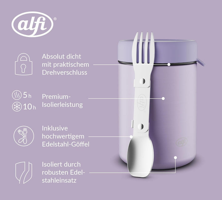 alfi ISO FOOD MUG 350ml, lila pastell, Edelstahl Thermobehälter für Essen, Isolierbehälter für Suppe