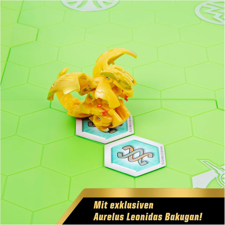 BAKUGAN Evo Battle Arena, zerlegbares Spielfeld in neongrün mit exklusivem Aurelus Leonidas