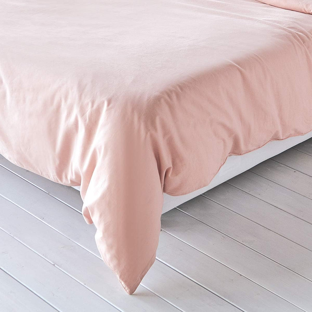 Traumschlaf Uni Baumwolle-Leinen Bettwäsche Rose, 1 Bettbezug 155 x 220 cm + 1 Kissenbezug 80 x 80 c