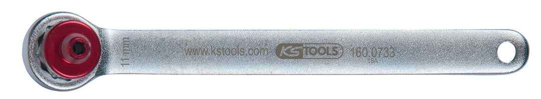 KS Tools 160.0733 Bremsen-Entlüftungsschlüssel. extra kurz. 11 mm. rot