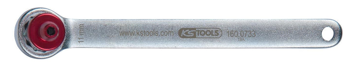 KS Tools 160.0733 Bremsen-Entlüftungsschlüssel. extra kurz. 11 mm. rot