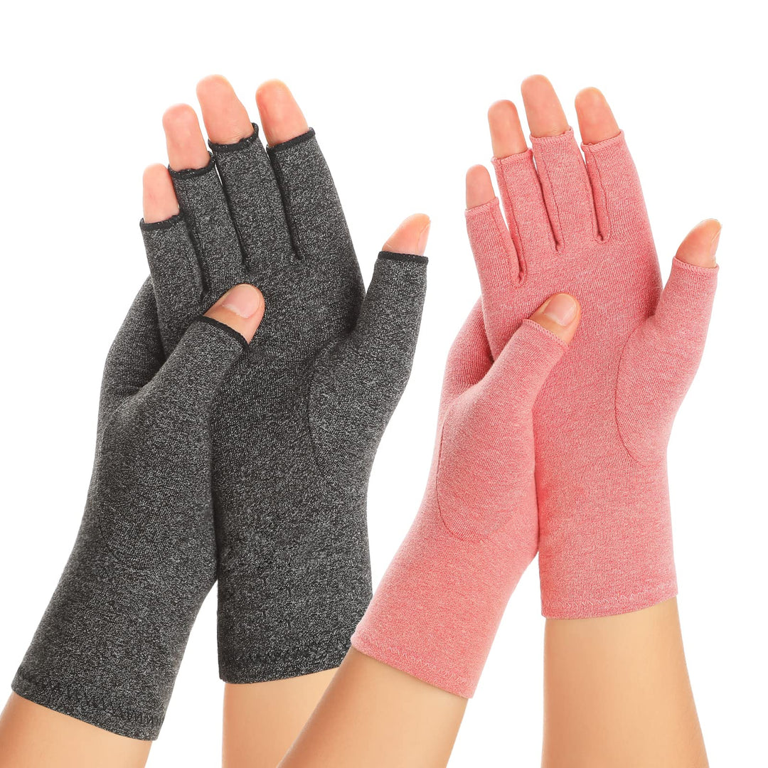 2 Paar Arthritis Kompressionshandschuhe für Damen und Herren, Karpaltunnelschmerzlinderung, fingerlo
