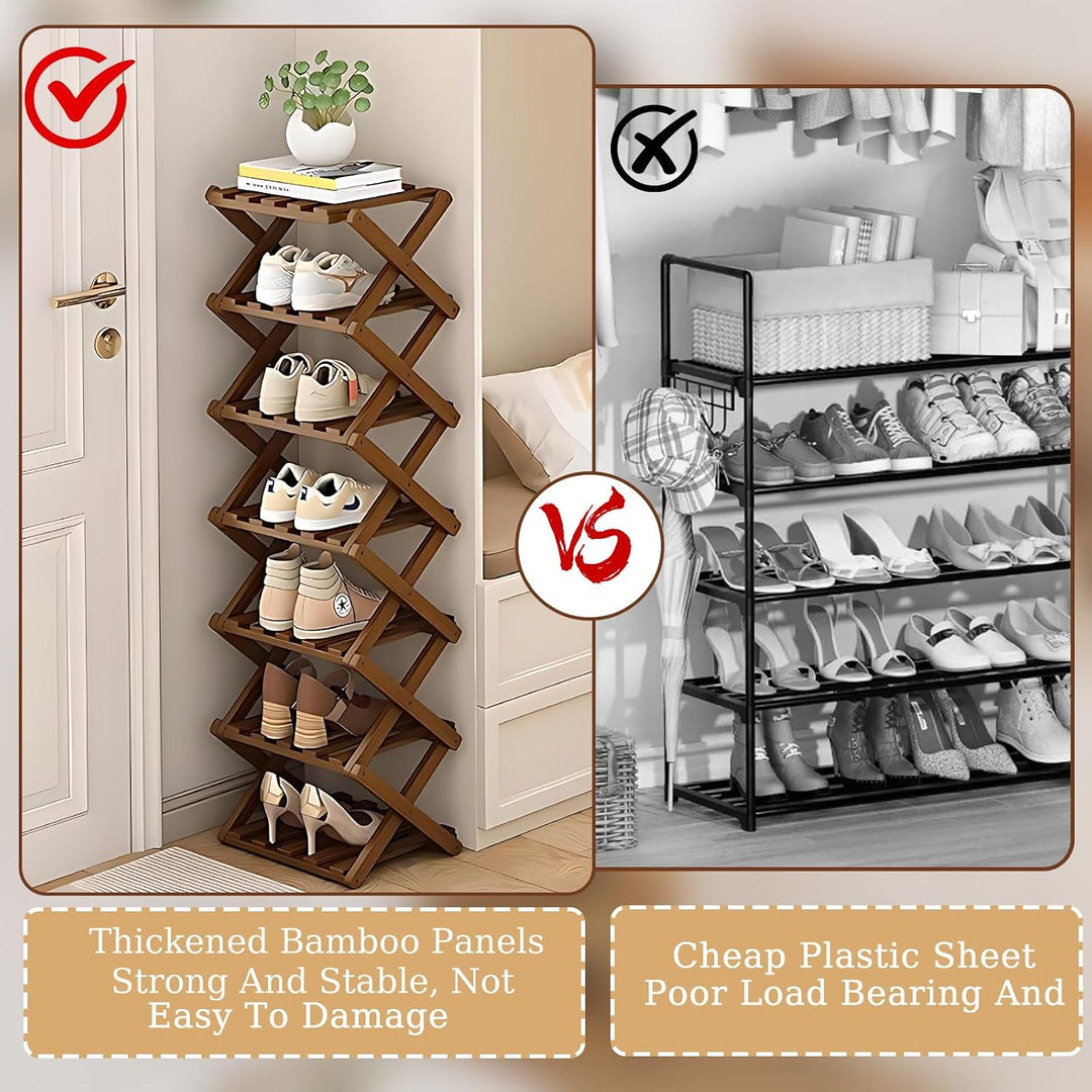 Vertikales Schuhregal Klein, Schuhschrank Hoch für Schlafzimmer, Wohnzimmer | Mehrschichtiges Schuhs