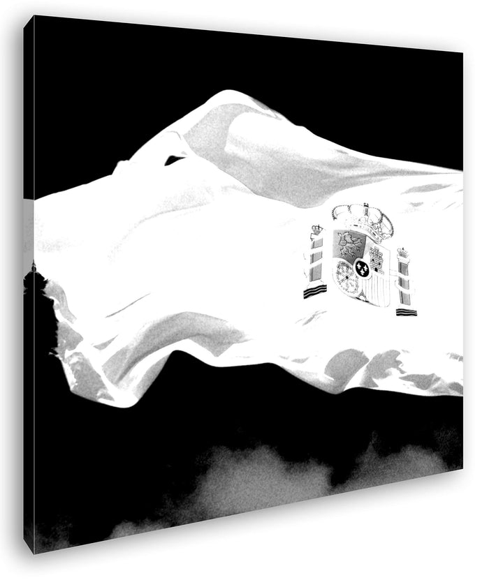 deyoli Spanische Flagge im Wind Format: 70x70 Effekt: Schwarz&Weiss als Leinwandbild, Motiv fertig g