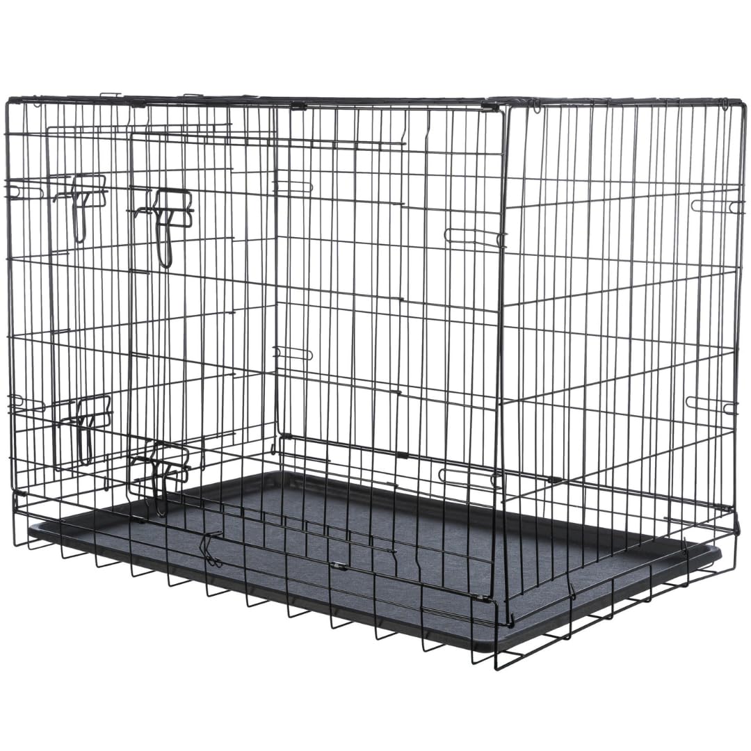TRIXIE Hundebox Home schwarz – L: 109 × 79 × 71 cm – faltbarer Hundekäfig mit 2 Türen &amp; sicheren Ver