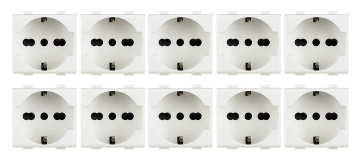 Bticino ASTAM5440A16 Deutsche Standard-Steckdose und Zweipunkt, 10/16 A, Set mit 10 Stück, Farbe Wei