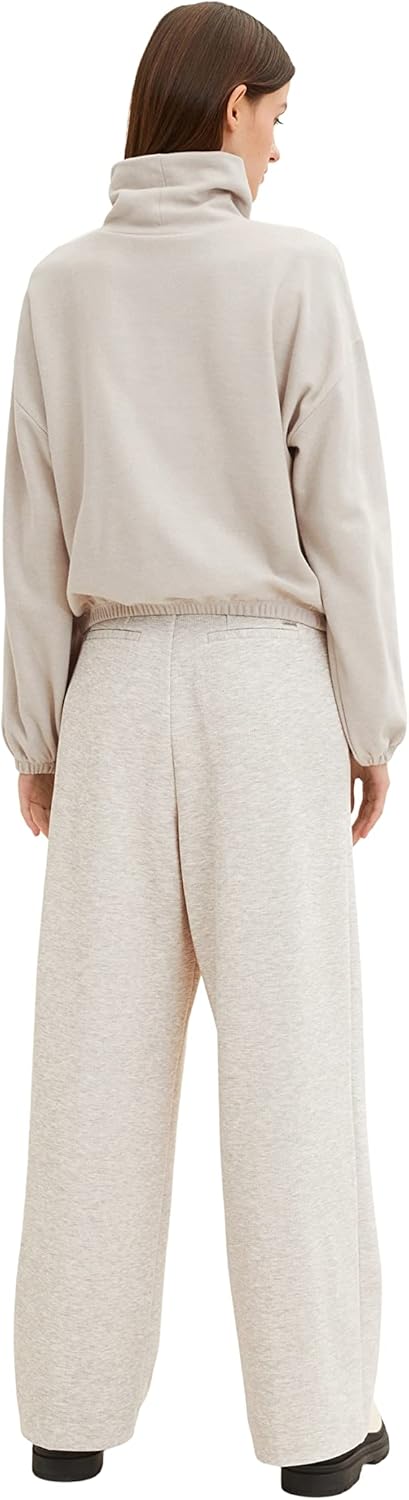 TOM TAILOR Denim Damen 1034294 Cropped Sweatshirt mit Kordelzug (1er Pack) S 30224 - Cloud Grey Mela