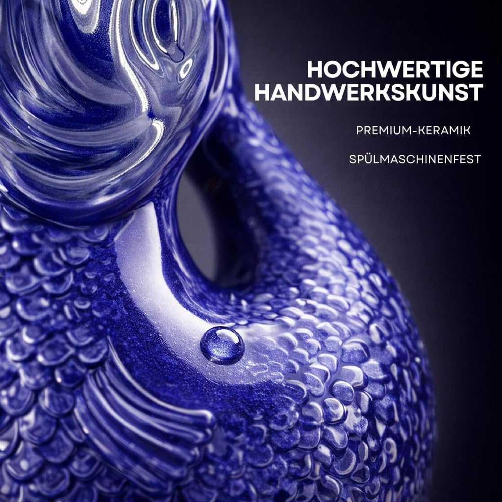 Bubble Jug | Wasserkaraffe | Keramikkrug in Fischform | 1,5 L | Dunkelblau Dunkelblau 1.5L, Dunkelbl