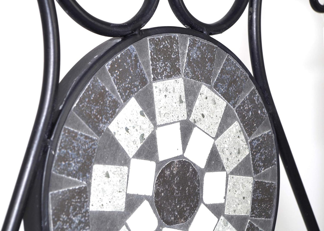 Kobolo Gartenstuhl Klappstuhl Mosaikstuhl Metallstuhl - Höhe 88 cm - grau- für Innen- und Aussenbere