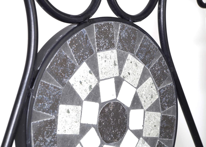 Kobolo Gartenstuhl Klappstuhl Mosaikstuhl Metallstuhl - Höhe 88 cm - grau- für Innen- und Aussenbere