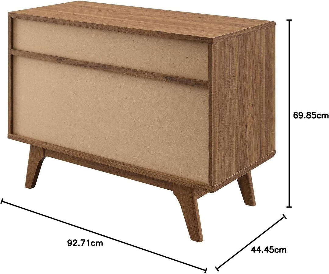 Modway Envision Mid-Century Modern 37" Vinyl-Schallplatten-Ausstellungsstand mit Schubladen, 37 Zoll