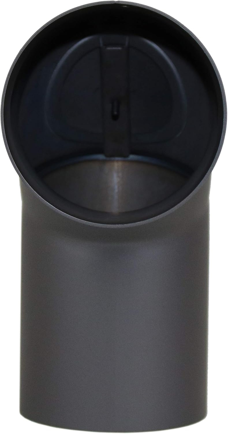 LANZZAS Ofenrohr Bogen 90° Grad (2x 45°) mit Tür, im Durchmesser, DN Ø 150 mm, Farbe: gussgrau - wei