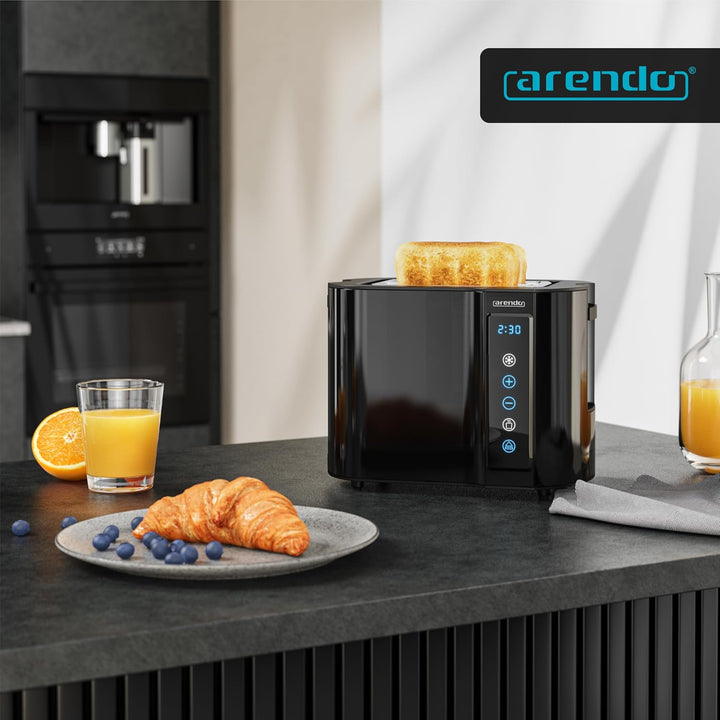 Arendo - Touch Toaster 2 Scheiben Edelstahl - Touchpanel - digital Display Restzeitanzeige - 800 W –