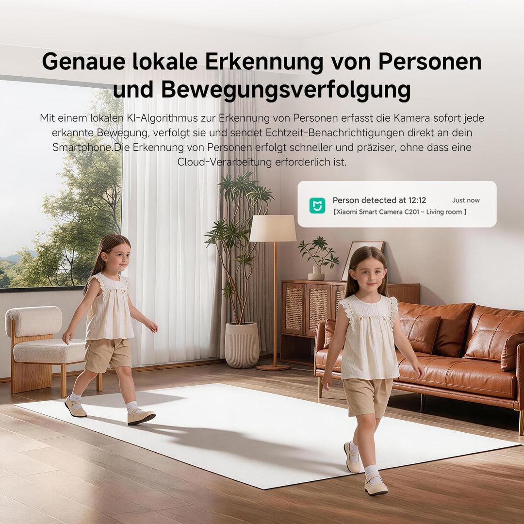 XIAOMI C201 Überwachungskamera Innen 1080p HD, 360° Kamera Überwachung Innen, Personen-/Haustiererke