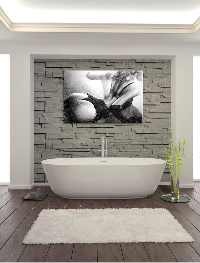 Pixxprint Frau in sexy Dessous als Leinwandbild/Grösse: 100x70 cm/Wandbild/Kunstdruck/fertig bespann