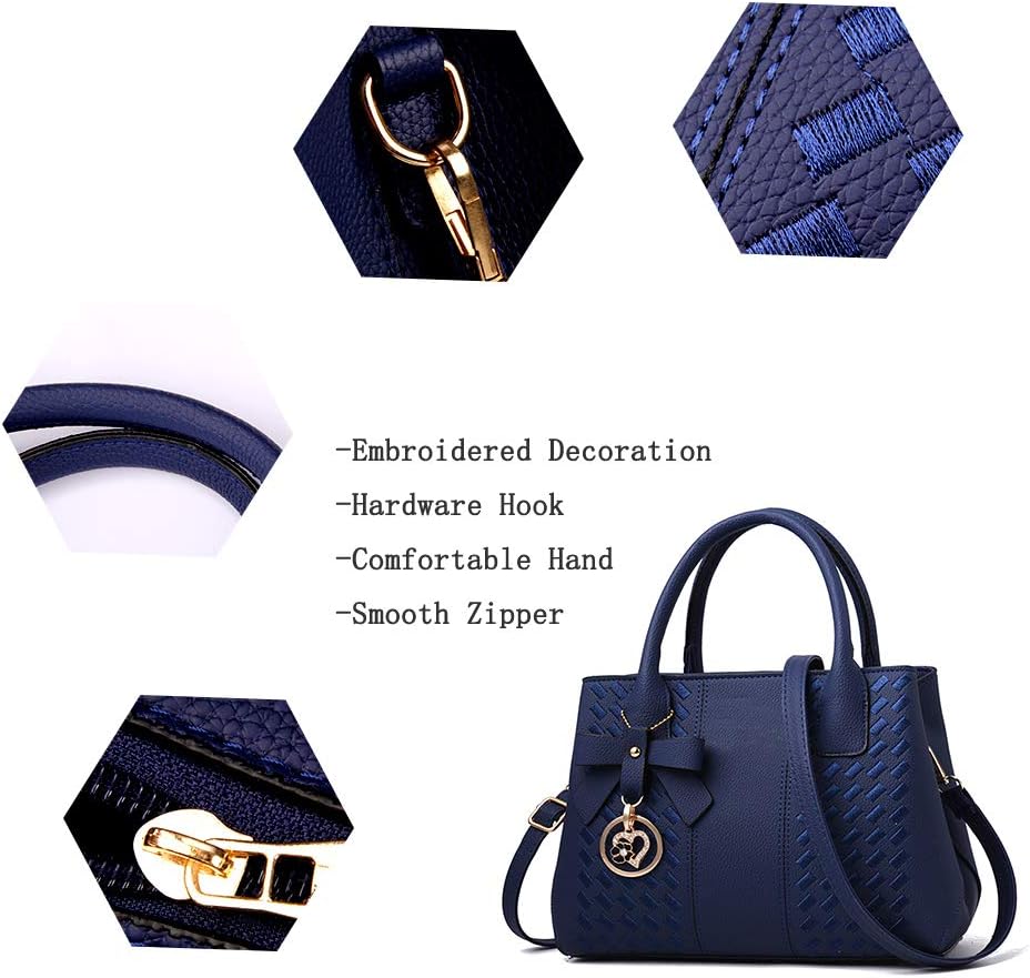 Jeniulet Handtaschen für Damen Mode Damen PU Leder Top Handle Satchel Umhängetaschen Blau, Blau