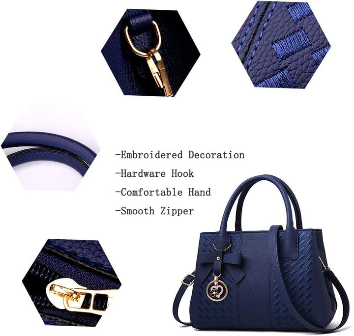 Jeniulet Handtaschen für Damen Mode Damen PU Leder Top Handle Satchel Umhängetaschen Blau, Blau