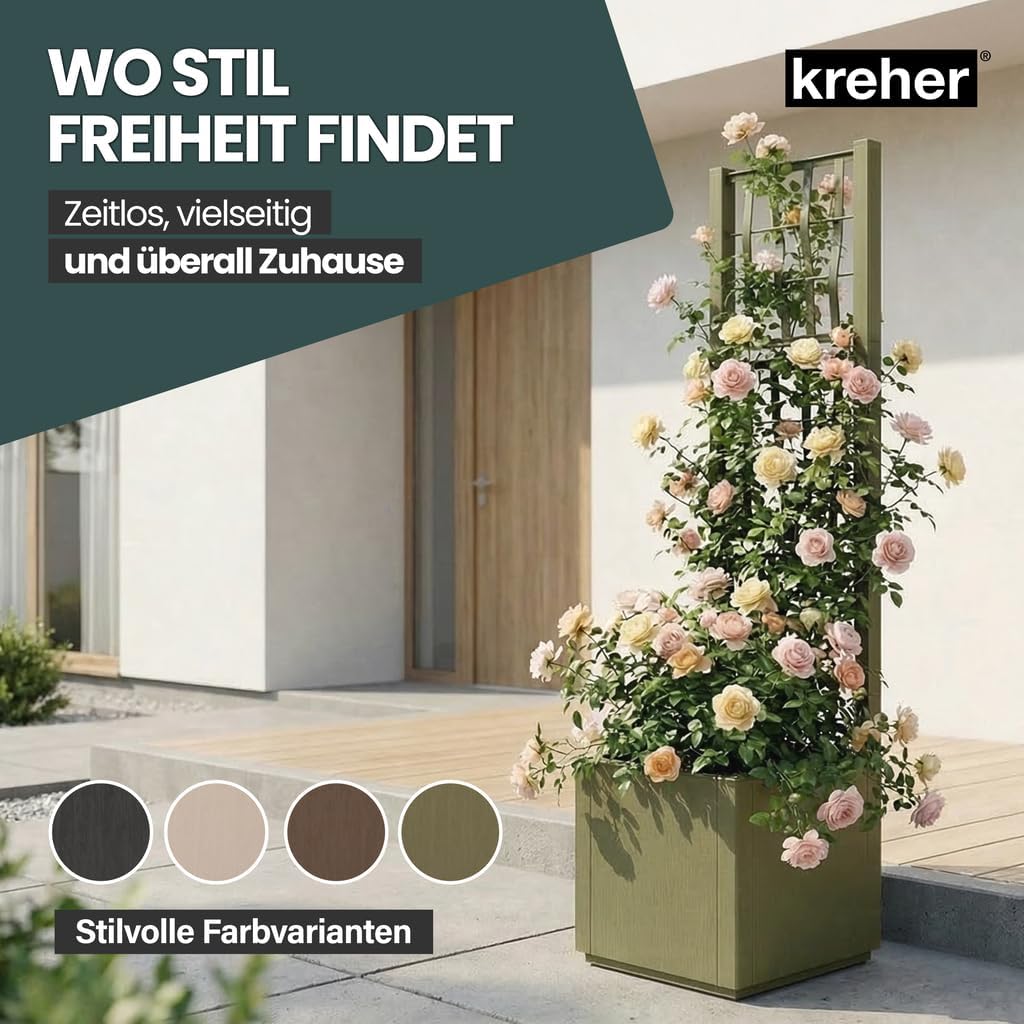 2 x Kreher® XL Rankgitter, Spalier mit Pflanzkasten aus robustem Kunststoff. In verschiedenen Grösse