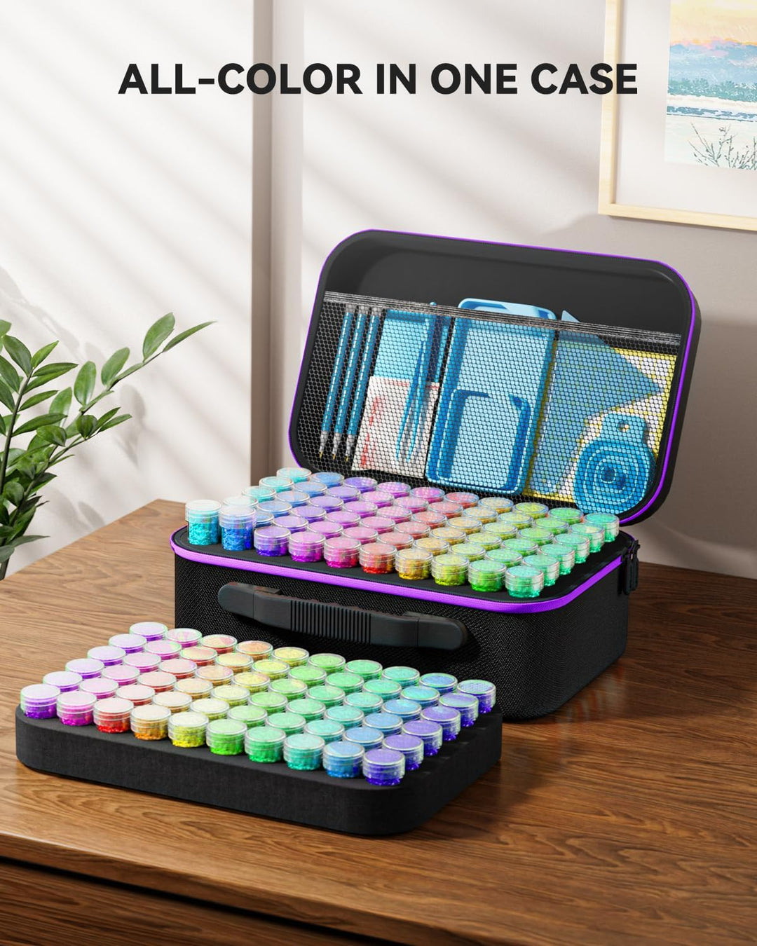 ARTDOT 5D Diamond Painting Zubehör Boxen, 120 Stück Diamant Painting Aufbewahrungsbox mit Koffer Tri