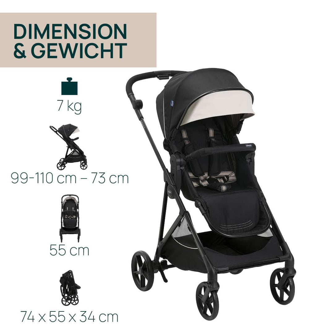 Chicco Kinderwagen Seety, Leicht und kompakt, von 0 Monaten bis 4 Jahren, bis 22 kg, faltbar, verste
