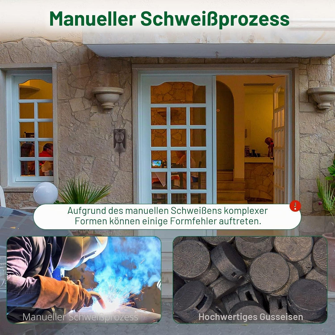Retro Gusseisen Metall Aussendekoration für Bauernhof, Schweinekopf-förmige Dekoration, Hängeglocke