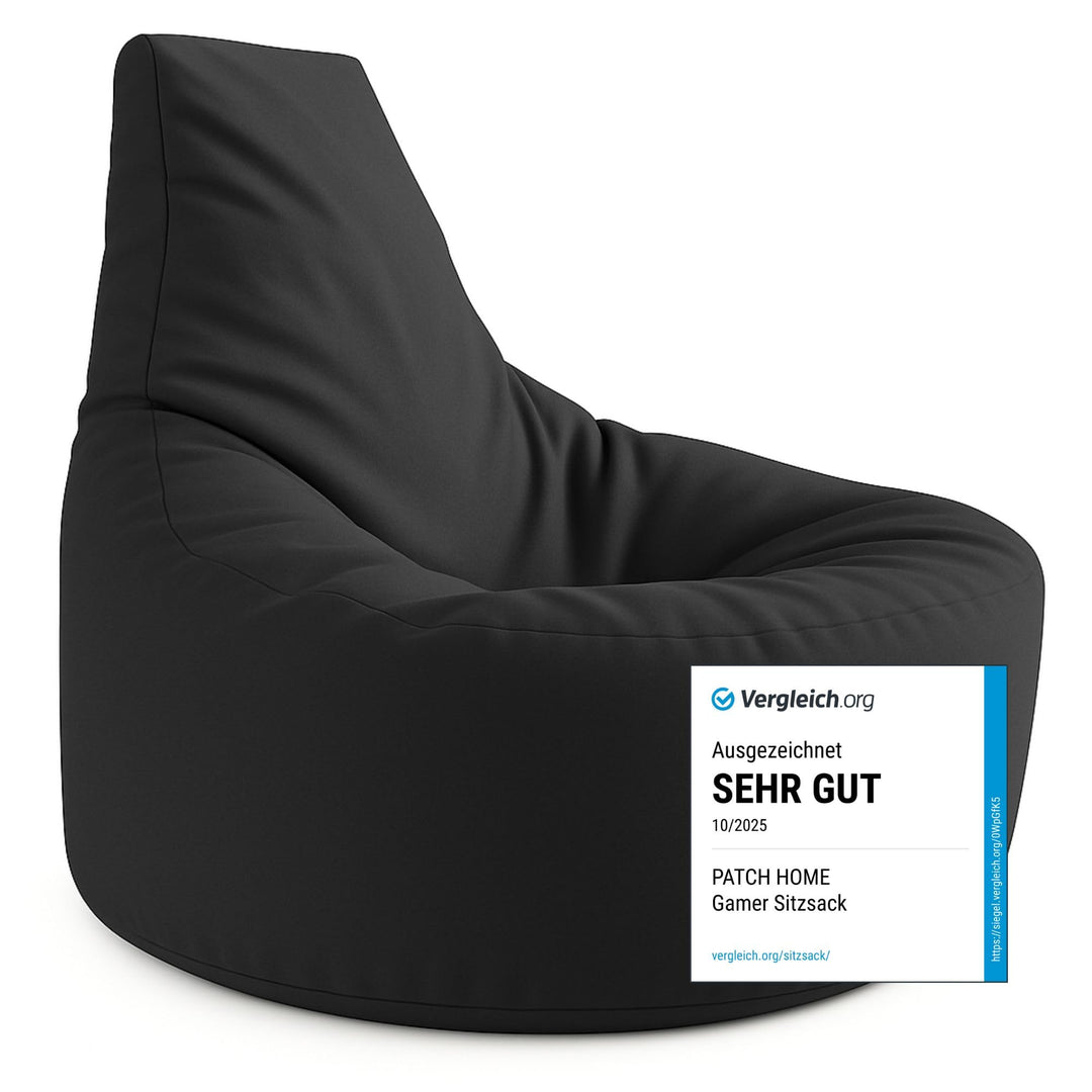 PATCH HOME Gamer Kissen & Lounge Sitzsack – befüllbar mit Reissverschluss, gefüllt mit Styropor, gee