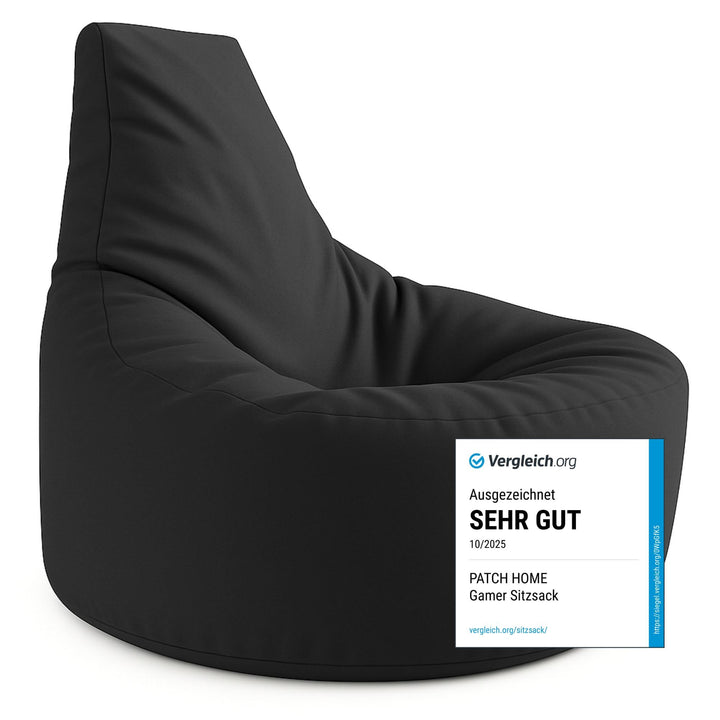PATCH HOME Gamer Kissen & Lounge Sitzsack – befüllbar mit Reissverschluss, gefüllt mit Styropor, gee