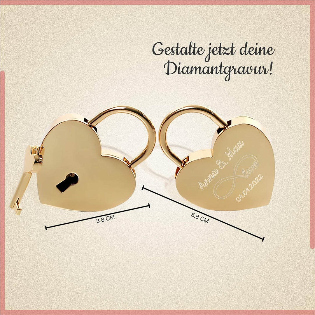 Geschenkfreude Liebesschloss mit Gravur witterungsbeständig - personalisierte Geschenke Valentinstag